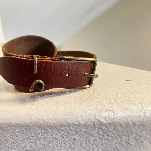 UnisoBDG‎ Chestnut Leather Belt with Brass Buckle western boho medium - Picture 5 of 11